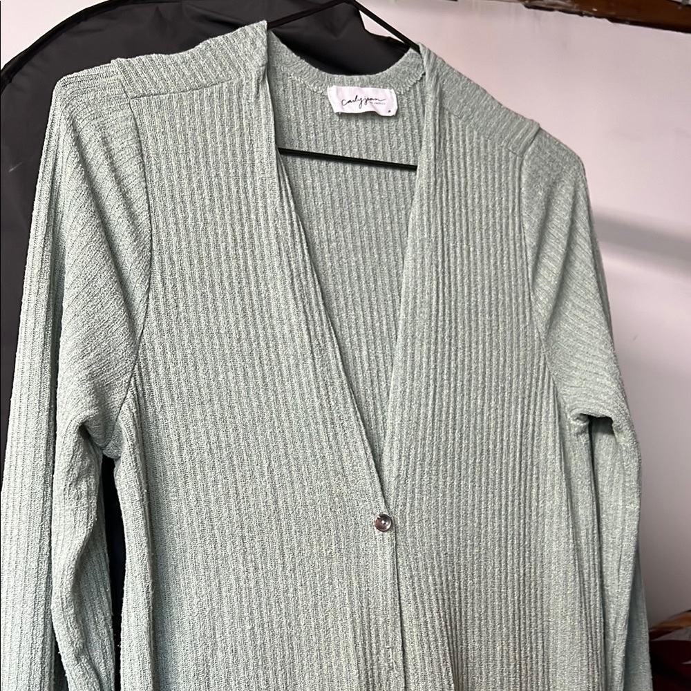 Women's Green Cardigan Sweater